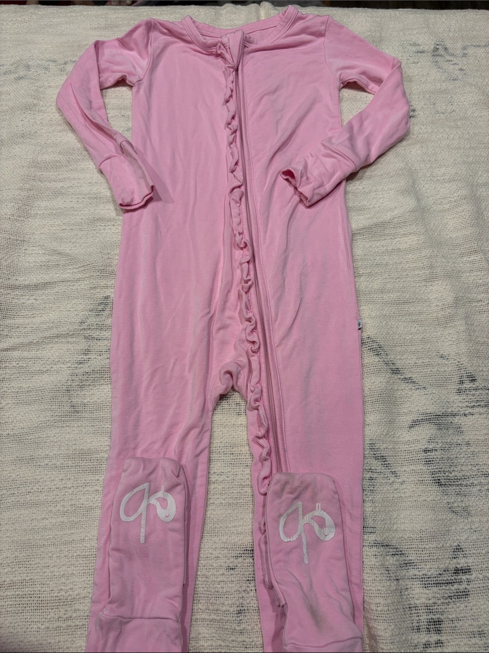 Birdie Bean ruffle Zip Front Footed Onesie